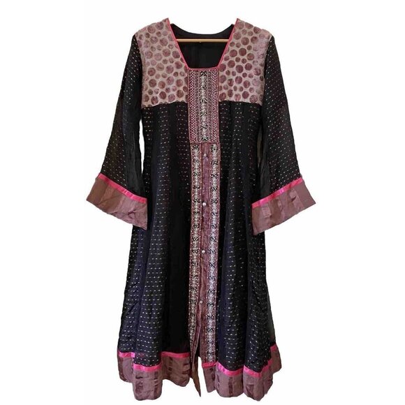 Unbranded Dresses & Skirts - Bohemian Indian Maxi Dress  Size M Beaded Embellished Sheer Sequin Velvet